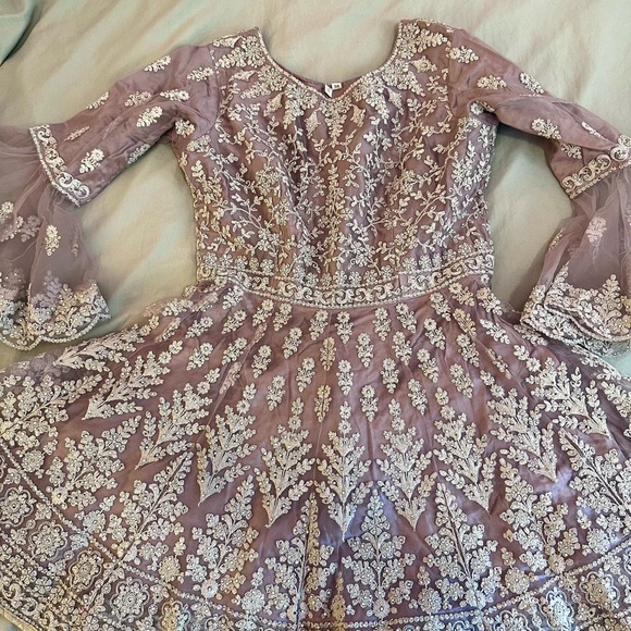 SOLD!!! Boutique Lilac Mauve & Silver Layered Sharara 3 Piece Set (Size 38) - Picture 2 of 10